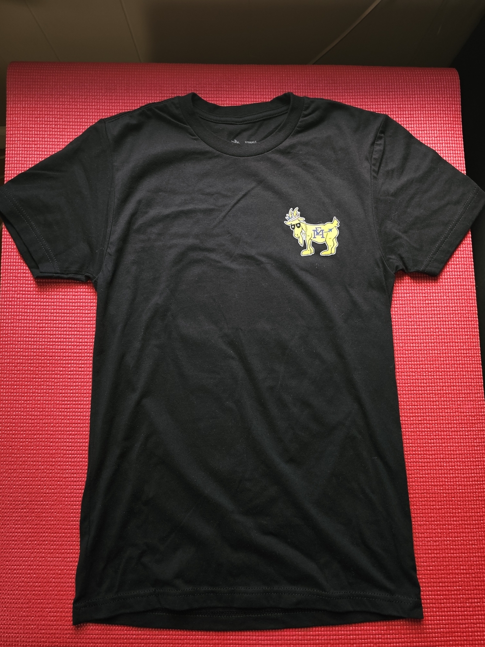 GOAT USA East Meadow graphic T-shirt in black, size XS.